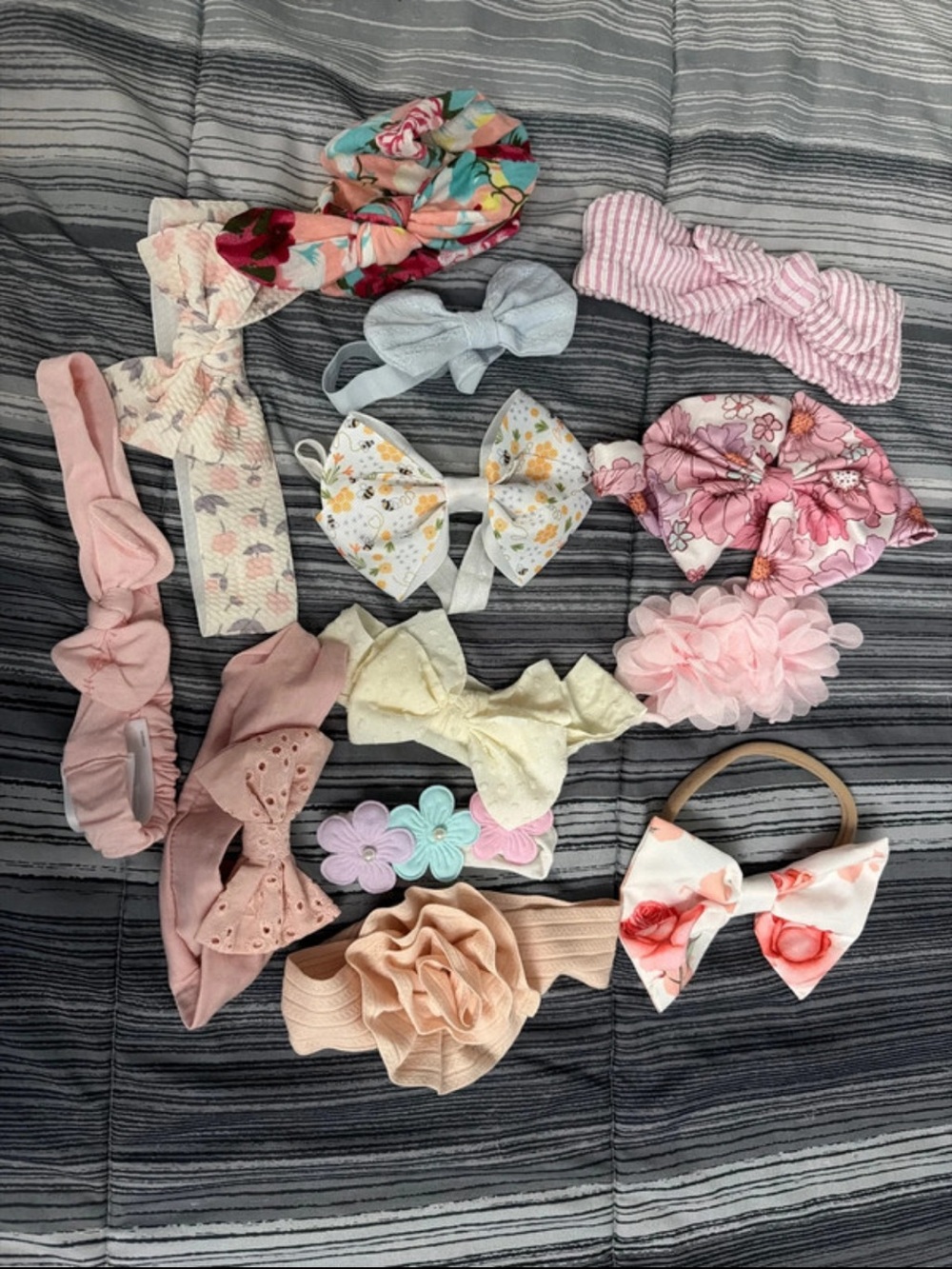 Girls Pink Floral and Pastel Headband Set - Assorted Hair Bows